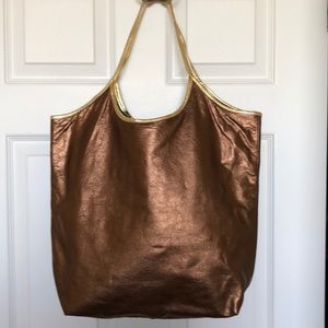 MZ Wallace Vintage Large Leather Metallic Tote NEW
